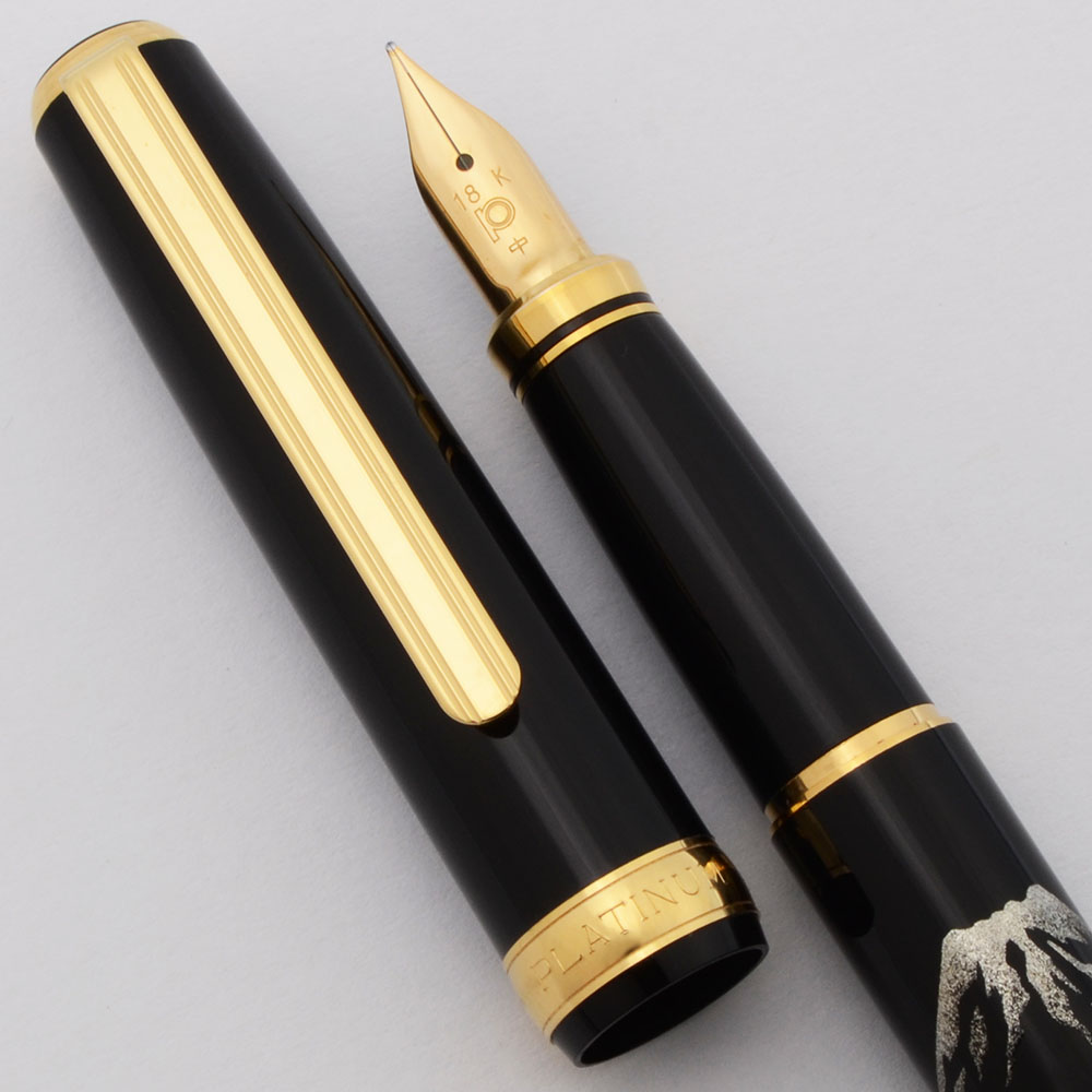 Platinum Maki-e #18 Fountain Pen - Crane and Mt. Fuji, C/C, 18k